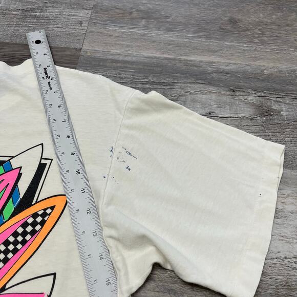 Vintage 1987 Pier Pressure Hobie Heavy White Mens XL Surfer USA Made Pocket Tee - Picture 5 of 13